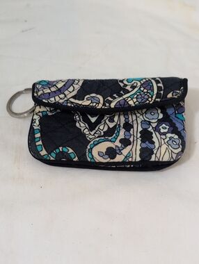 Vera Bradley Black Teal Purple Cream Quilted Key Pouch